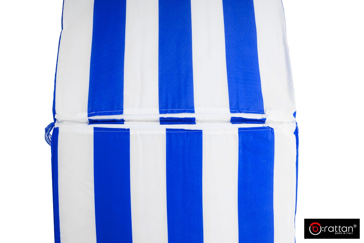 Premium матрас для шезлонгов Nilo и Miami с подушкой, высота 5см (бело-синий)