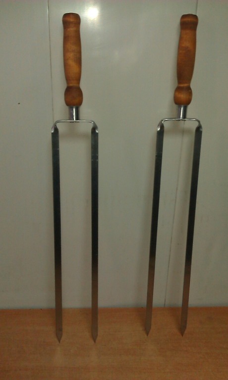 Шампур КМ двойной с деревянной ручкой, 45 см