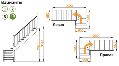 Лестница из сосны К-031м