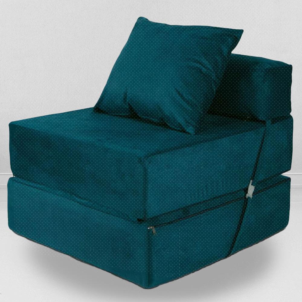 Бескаркасное кресло-кровать, мебельный велюр, глубокая бирюза