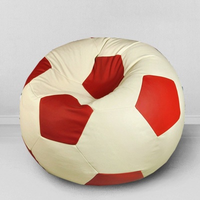 Кресло-мешок Мяч, размер XХL, экокожа, Красно-белый