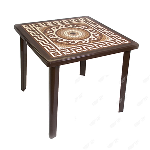 Пластиковый стол с деколем «СП Греческий орнамент», шоколад