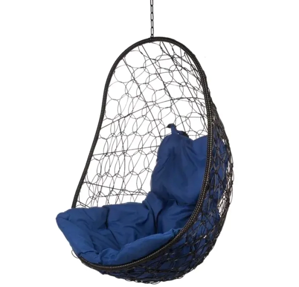 Кресло подвесное "Easy Black BS" синяя подушка
