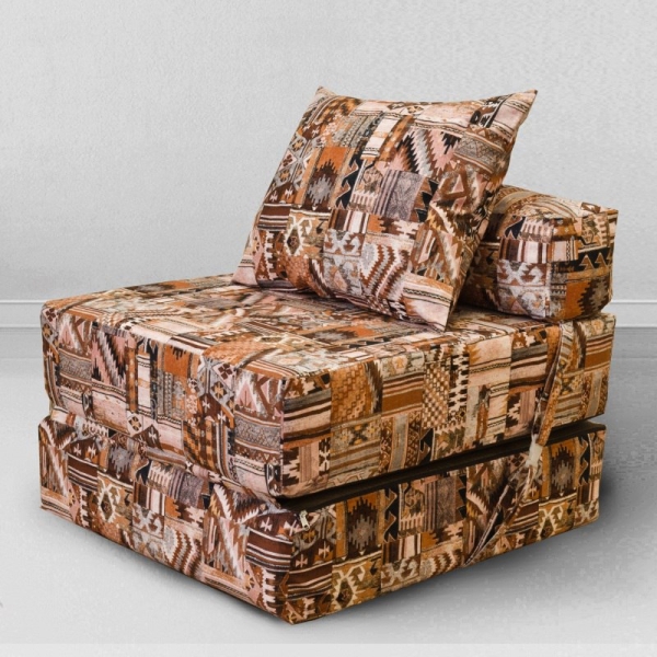 Бескаркасное кресло-кровать, мебельный велюр, Наска Осень