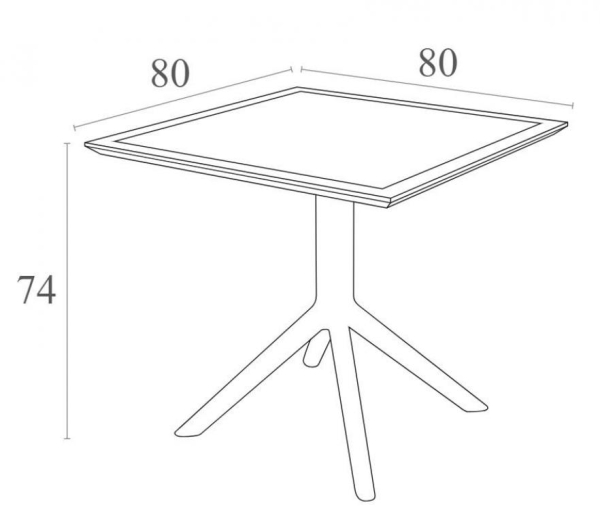 Стол пластиковый, Sky Table 80, 800х800х740 мм,  темно-серый