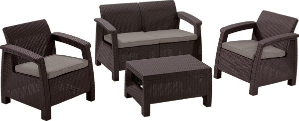 Комплект мебели Корфу сет (Corfu set) коричневый (производство Россия)