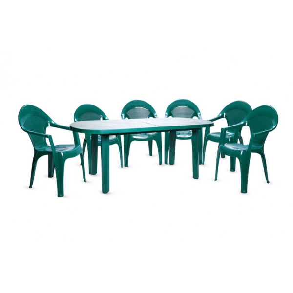 Стол пластиковый "PL овальный 180×90" зелёный