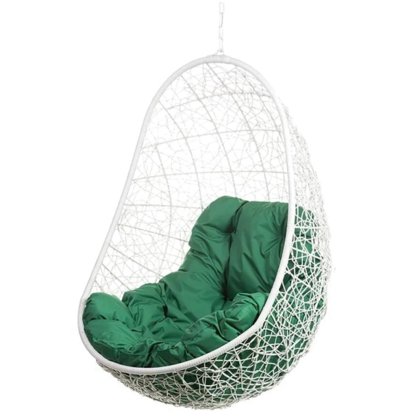 Кресло подвесное "Easy White BS" зелёная подушка